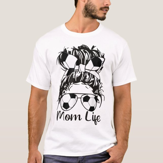 Soccer Mom Funny Soccer Ball Glasses Bow Mom Life T-Shirt (Front)
