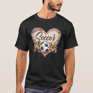 Soccer Mom Funny Soccer Ball Womens Leopard Retro T-Shirt
