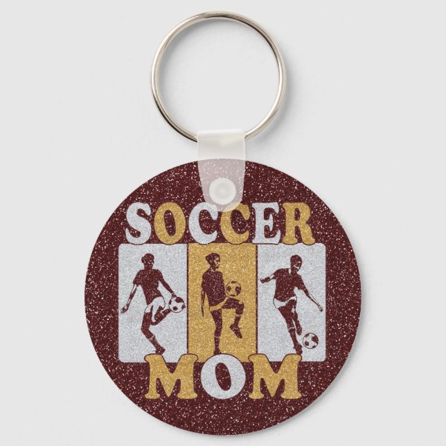 Soccer Mom Glitter Effect Keychain (Front)
