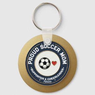 Soccer Mom Gold Proud Supporter With Name  Keychain