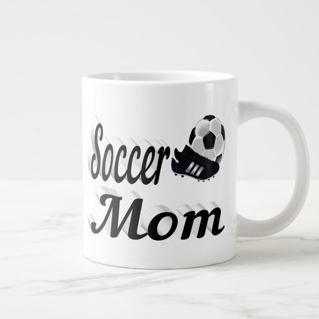 Soccer Mom half text Giant Coffee Mug (Right)