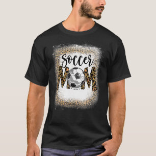 Soccer Mom Leopard Pattern Bleached Cheer Mom Game T-Shirt