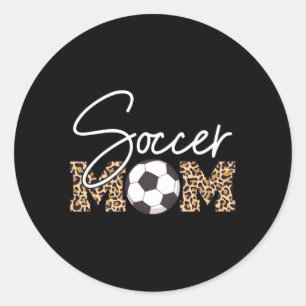 Soccer Mom Leopard Print Ball Classic Round Sticker