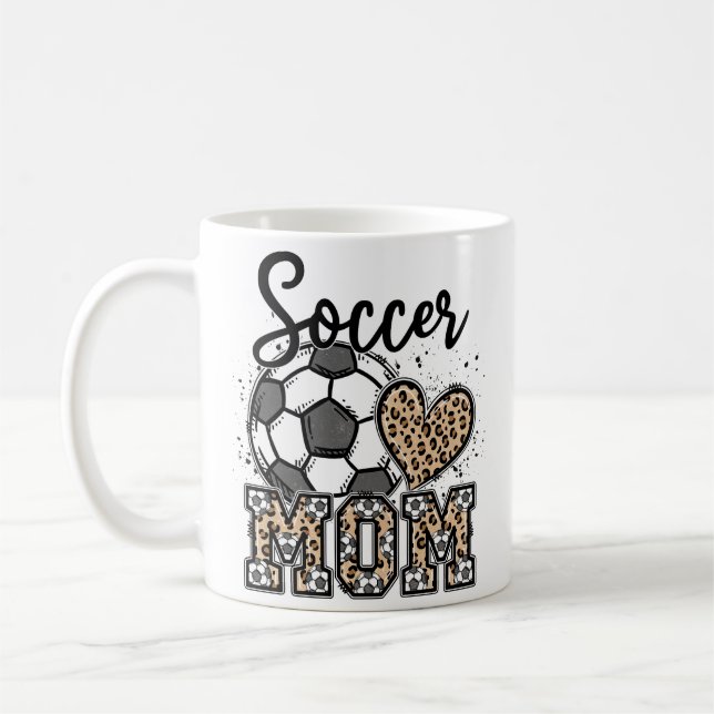 Soccer Mom Leopard Print Soccer Mama Mother's Day Coffee Mug (Left)