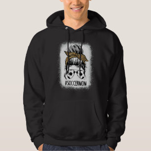 Soccer Mom Life Messy Bun Leopard Mother's Day Ble Hoodie
