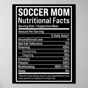 Soccer Mom Ll Mom Nutritional Facts Funny Mothers Poster