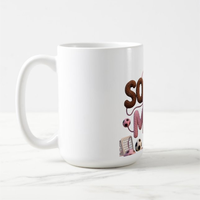 Soccer Mom mug – Faux Yarn Cozy Pullover Gift (Left)