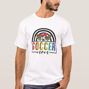 Soccer Mom Rainbow Leopard Funny Soccer Mom Mother T-Shirt