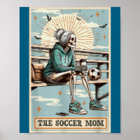 Soccer Mom Skeleton Tarot Card Vintage Halloween
