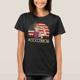 Soccer Mom Soccer Ball Womens American Flag Vinta T-Shirt