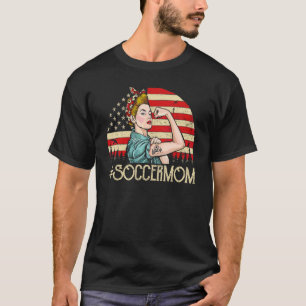 Soccer Mom Soccer Ball Womens American Flag Vinta T-Shirt