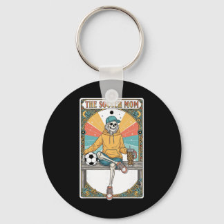 Soccer Mom Tarot Card Skeleton Coffee Byll Sidelin Keychain