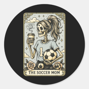 Soccer Mom Tarot Card, Vintage Halloween Soccer Ma Classic Round Sticker