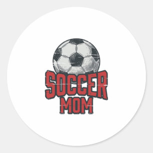 Soccer Mom Vintage Distressed Sports Shirt Design_ Classic Round Sticker