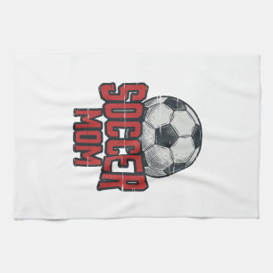 Soccer Mom Vintage Distressed Sports Shirt Design_ Kitchen Towel