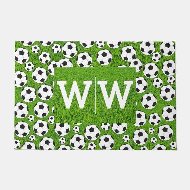 Soccer & Monogram Doormat (Front)