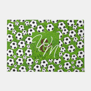 Soccer & Monogram initial Doormat