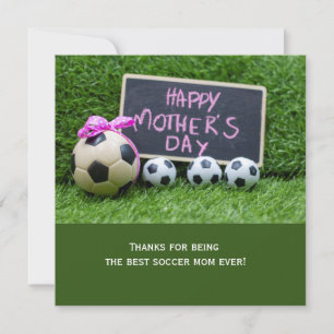 Soccer Mother's Day with ball on green for mom Holiday Card