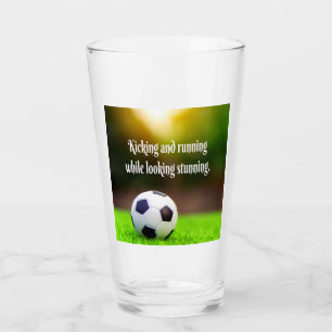 Soccer Motivational Inspirational Green Field Glass