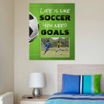 Soccer Motivational Quote Photo Poster<br><div class="desc">Personalize this motivational saying soccer poster with the quote LIFE IS LIKE SOCCER - YOU NEED GOALS with a your own picture. The sample is shown on a 16x20" poster with the Value Paper--other sizes and paper quality or canvas options are on the ordering page. ASSISTANCE: For help with design...</div>