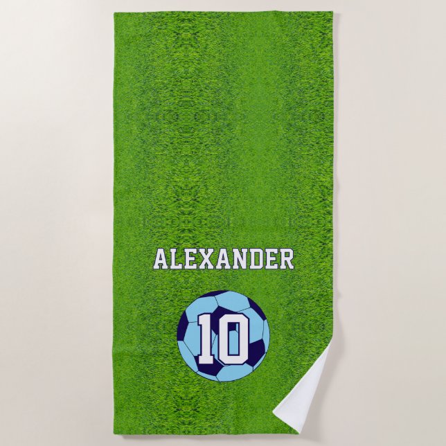 Soccer | Name & Number Beach Towel (Front)