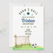 Soccer Né Deux Balles 2e Invitation Anniversaire