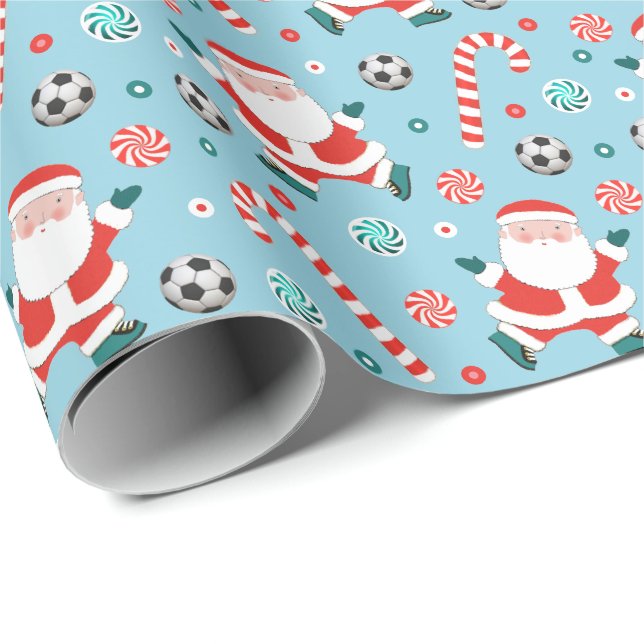 Soccer Noël Papier cadeau enveloppant (Coin rond)