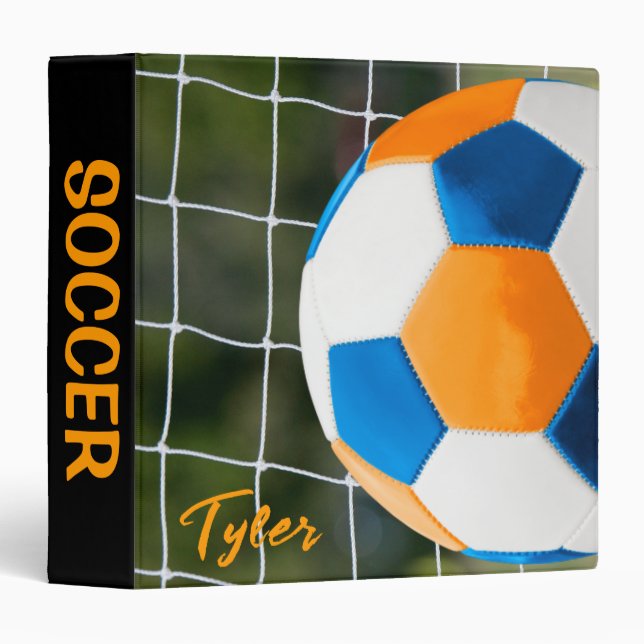Soccer Notebook Blue and Orange with Net Binder (Front/Spine)
