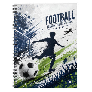Soccer Notebook Blue Green Football Player Journ