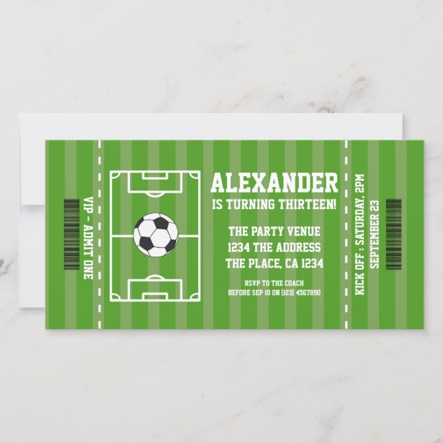 Soccer Novelty Ticket Personalized Sport Card (Front)