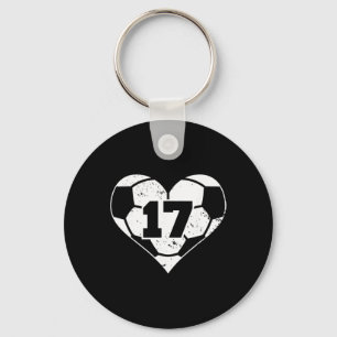 Soccer Number 17 Jersey Funny Soccer Heart Game Da Keychain
