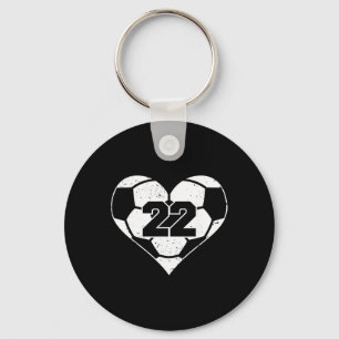 Soccer Number 22 Jersey Funny Soccer Heart Game Da Keychain