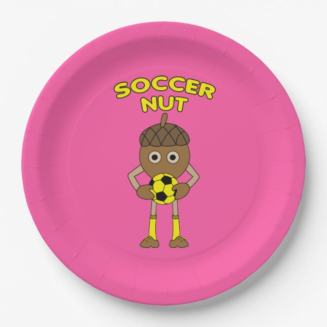 Soccer Nut Text Paper Plate (Front)