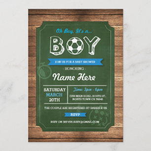 Soccer Oh Boy Baby Shower Football Invite