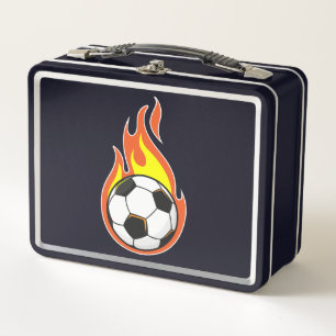 Soccer on Fire Metal Lunch Box