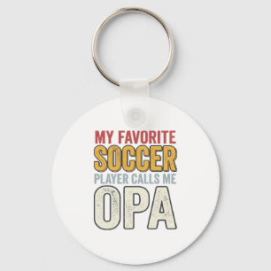 Soccer Opa Vintage Typography Shirt Design_1 Keychain