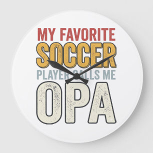 Soccer Opa Vintage Typography Shirt Design_1 Large Clock