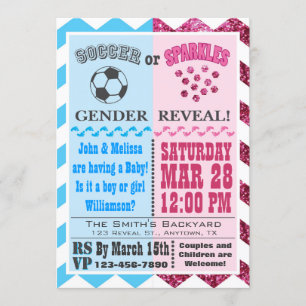 Soccer or Sparkles Gender Reveal Invitation
