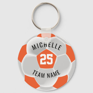 Soccer ⚽ - Orange and White Keychain