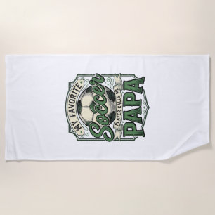 Soccer Papa Vintage Engraving Shirt Design_1 Beach Towel