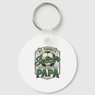 Soccer Papa Vintage Engraving Shirt Design_1 Keychain