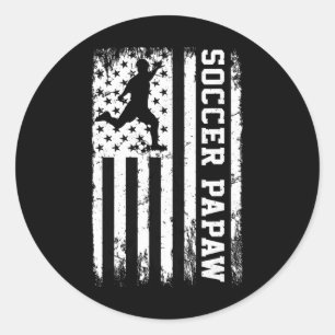 Soccer Papaw Vintage Usa American Flag  Classic Round Sticker