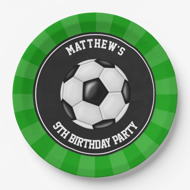 Soccer Party Cake Dinner Plates Personalized (Front)