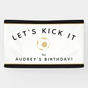 Soccer Party Custom Sign Gold Black Bannière