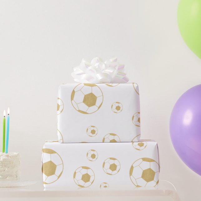 Soccer Party Kids Gold Birthday Wrapping Paper (Party Gifts)