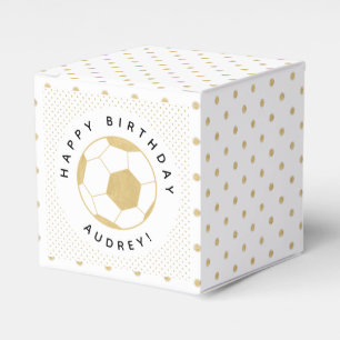 Soccer Party Sports Custom  in Gold and White Favor Box