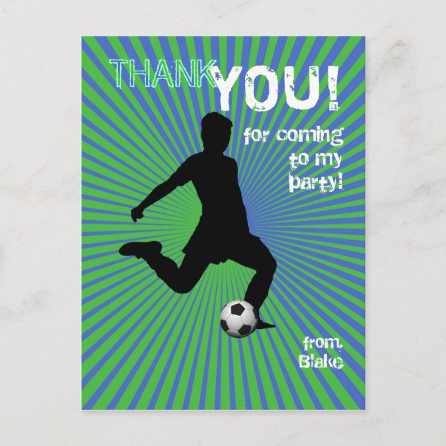 Soccer Party Thank You Postcard (Front)