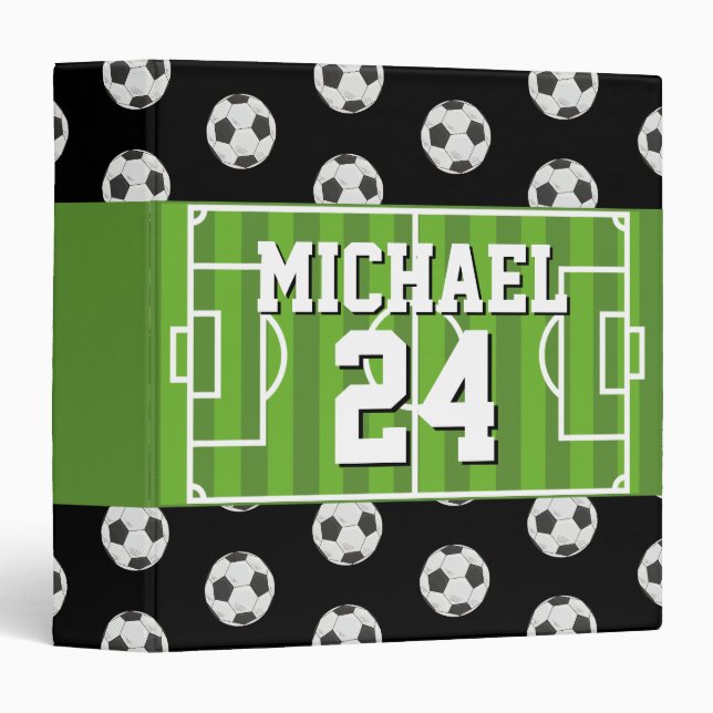 Soccer Pattern Player Name Jersey Sports Binder (Front/Spine)