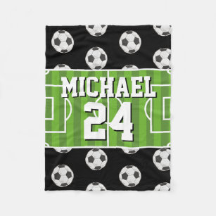 Soccer Pattern Player Name Jersey Sports Fleece Blanket