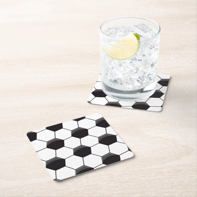 Soccer Pattern Square Paper Coaster (Insitu)